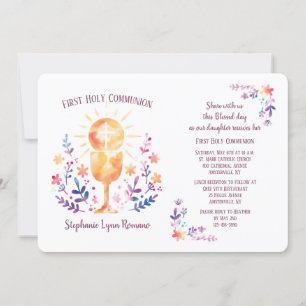 Kommunion Wasserfarbe Religiös Einladung