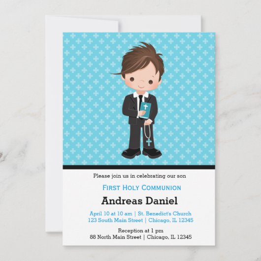 Kommunionenjunge Einladung (Vorderseite)