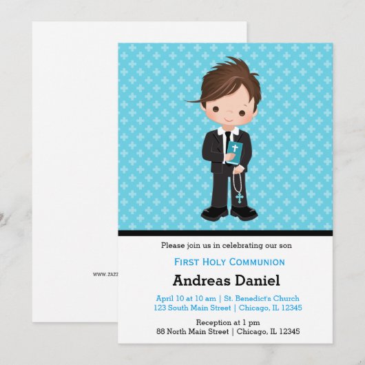 Kommunionenjunge Einladung (Vorne/Hinten)