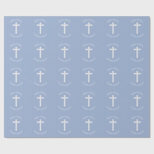 Kommunions-blaue Reben und Streifen Geschenkpapier (Flach)