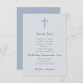 Kommunions-blaues Pastellkreuz danken Ihnen Dankeskarte (Vorne/Hinten)