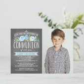 Kommunions-Einladung der Rosen-Fahnen-Tafel-| Einladung (Stehend Vorderseite)