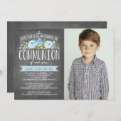 Kommunions-Einladung der Rosen-Fahnen-Tafel-| Einladung (Vorne/Hinten)