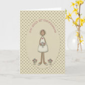 Kommunions-Mädchen-Engel Karte (Gelbe Blume)