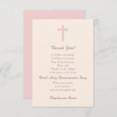 Kommunions-Pastellrosa-Kreuz danken Ihnen Dankeskarte (Vorne/Hinten)