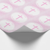 Kommunions-rosa Aquarell Geschenkpapier (Ecke)