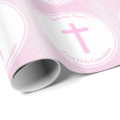 Kommunions-rosa Aquarell Geschenkpapier (Rolleneckpunkt)