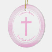 Kommunions-rosa Aquarell Keramik Ornament (Links)