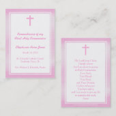 Kommunions-rosa Aquarell Visitenkarte (Vorne/Hinten)