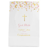 Kommunions-Rosa und GoldConfetti Mittlere Geschenktüte (Rückseite)