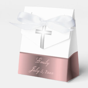 Kommunionstauferosa und -WEISS Geschenkschachtel