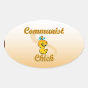 Kommunist Chick Ovaler Aufkleber