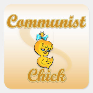 Kommunist Chick Quadratischer Aufkleber