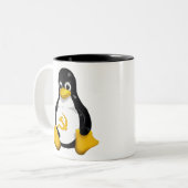 Kommunistische Kaffee-Tasse des Penguin-(Linux) Zweifarbige Tasse (Vorderseite Links)