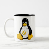 Kommunistische Kaffee-Tasse des Penguin-(Linux) Zweifarbige Tasse (Links)