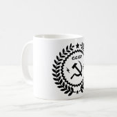 Kommunistisches CCCP Hammer-Sichel-Abzeichen Kaffeetasse (Vorderseite Links)