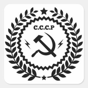 Kommunistisches CCCP Hammer-Sichel-Abzeichen Quadratischer Aufkleber