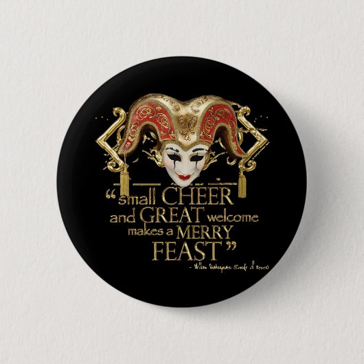 Komödie des Fehler-Fest-Zitats (Goldversion) Button (Vorderseite)