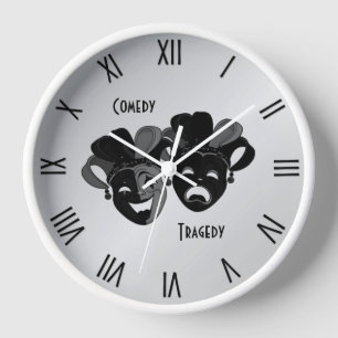 Komödie und Masken des Theaters Uhr