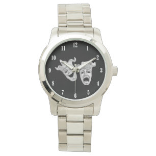 Komödie und Tragödie Silber Theater Armbanduhr