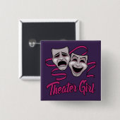 Komödie und Tragödie Theater Mädchen Button (Vorne & Hinten)