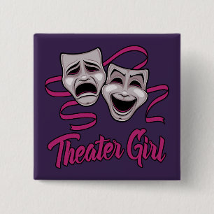 Komödie und Tragödie Theater Mädchen Button