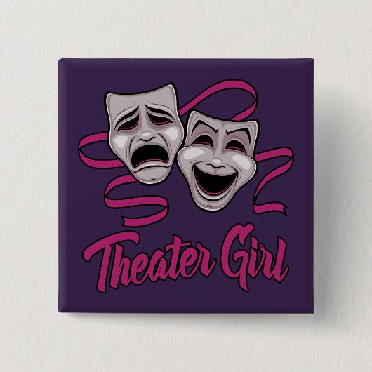 Komödie und Tragödie Theater Mädchen Button (Vorderseite)