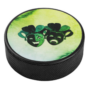 Komödie und Tragödie Theaterdesign Grün Eishockey Puck