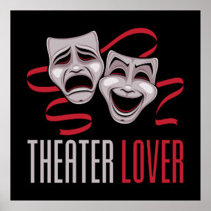 Komödie und Tragödie Theaterliebhaber Poster