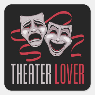 Komödie und Tragödie Theaterliebhaber Quadratischer Aufkleber