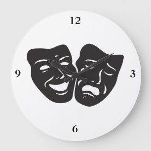 Komödien-Tragödie-Drama-Theater-Masken Große Wanduhr