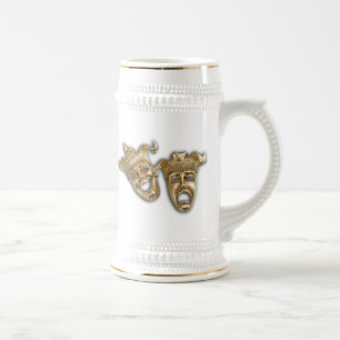 Komödien-Tragödie-Masken TheaterStein goldene Bierglas