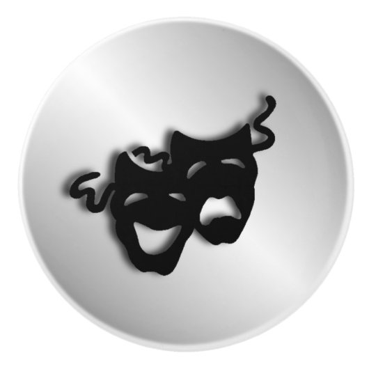 Komödien-Tragödie-Silber-Theater-Masken Keramikknauf (Vorderseite)