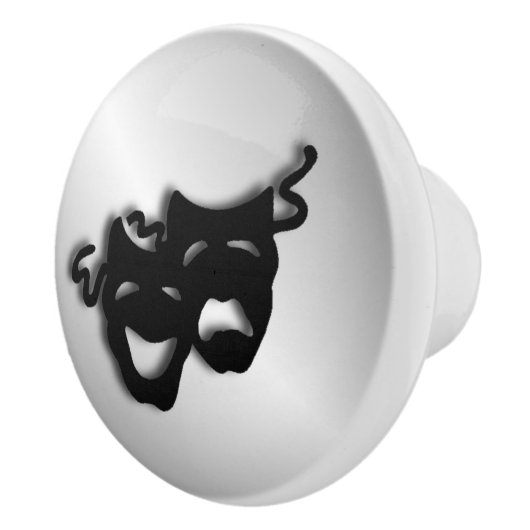 Komödien-Tragödie-Silber-Theater-Masken Keramikknauf (Rechts)