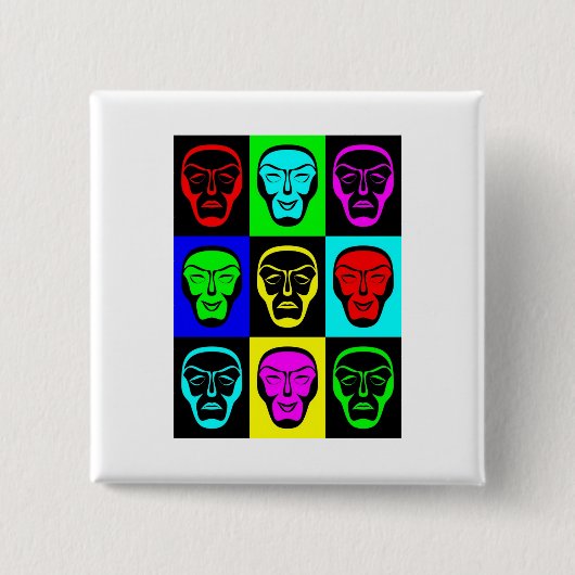 Komödien-und Tragödie-Theater--Masken Button (Vorderseite)