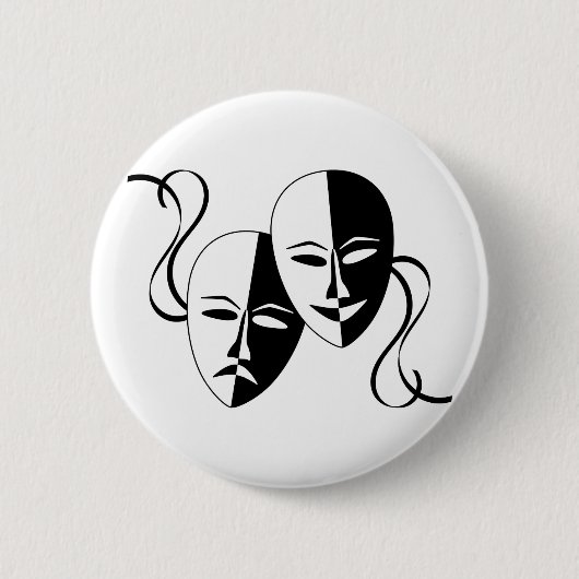 Komödien-und Tragödie-Theater-Masken/Gesichter Button (Vorderseite)