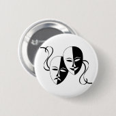 Komödien-und Tragödie-Theater-Masken/Gesichter Button (Vorne & Hinten)