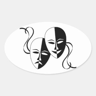 Komödien-und Tragödie-Theater-Masken/Gesichter Ovaler Aufkleber