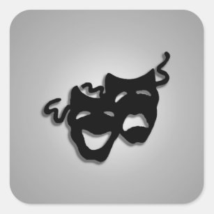 Komödien-und Tragödie-Theater-Masken Quadratischer Aufkleber