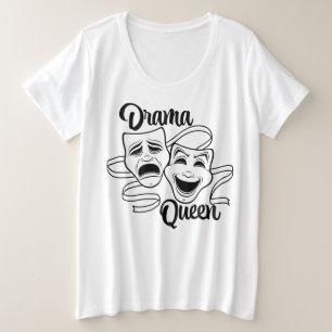 Komödien- und Tragödientheater-Masken Drama Queen Große Größe T-Shirt