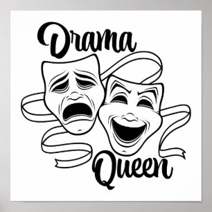 Komödien- und Tragödientheater-Masken Drama Queen Poster