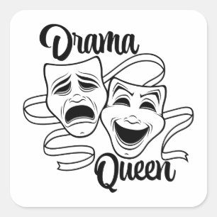 Komödien- und Tragödientheater-Masken Drama Queen Quadratischer Aufkleber