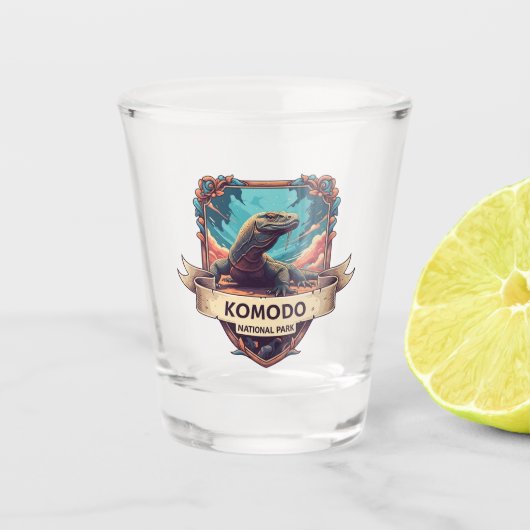 Komodo-Drache Indonesien Nationalpark Schnapsglas (Vorderseite)