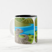Komodo-Drache-Tasse Zweifarbige Tasse (Vorderseite Links)