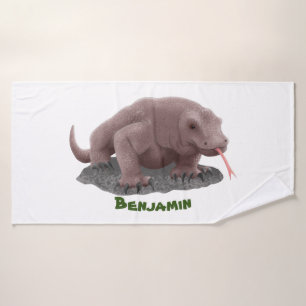 Komodo Dragon Illustration Badhandtuch Set