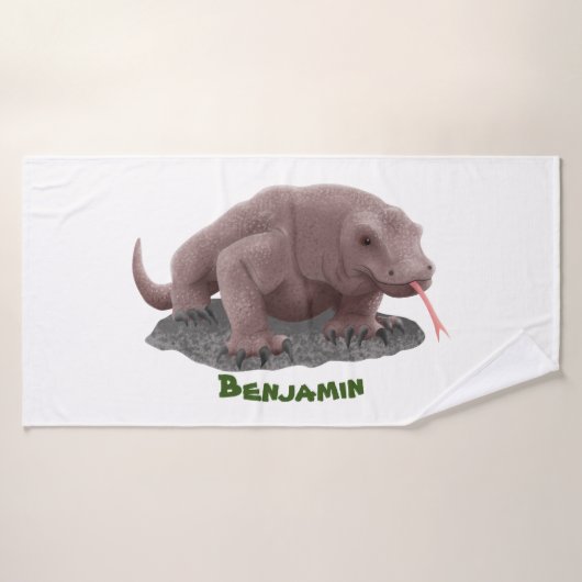 Komodo Dragon Illustration Badhandtuch Set (Badehandtuch)