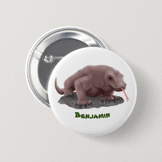 Komodo Dragon Illustration Button (Vorne & Hinten)