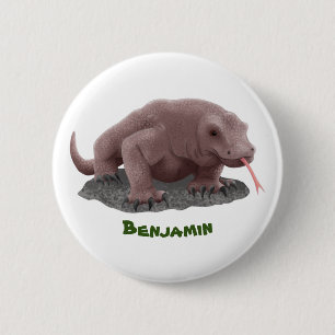 Komodo Dragon Illustration Button