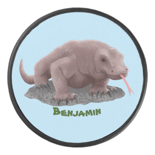 Komodo Dragon Illustration Eishockey Puck (Vorderseite)