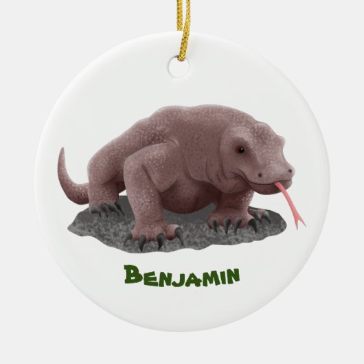 Komodo Dragon Illustration Keramik Ornament (Vorne)